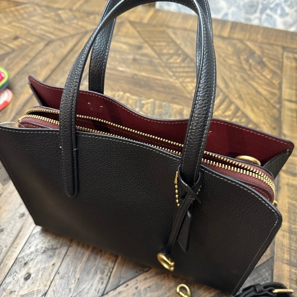Coach Black and Burgundy Leather Tote - Coach PB Carter Cary 28 - Picture 7 of 7